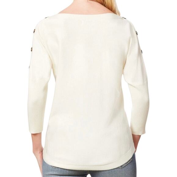 Melissa Paige Women’s Dolman Buttoned Sleeve Sweater White Size M - Picture 2 of 3